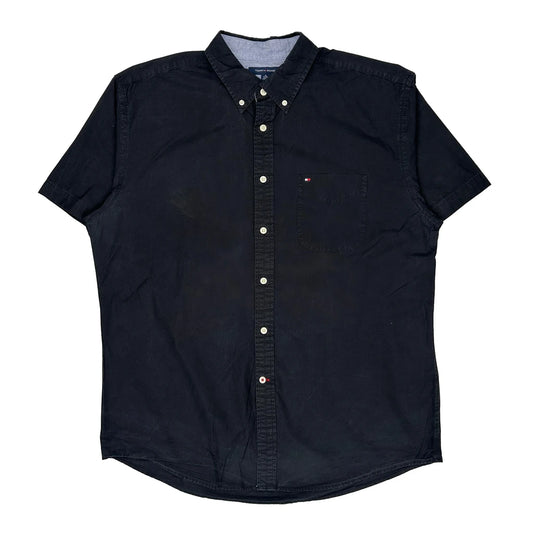 Vintage Tommy Hilfiger Short Sleeve Shirt - XL Black Cotton