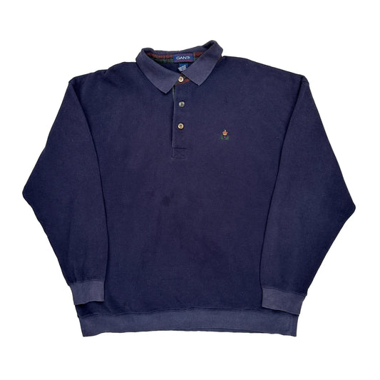 Embroidered Logo Gant Sweatshirt - XL Navy Cotton