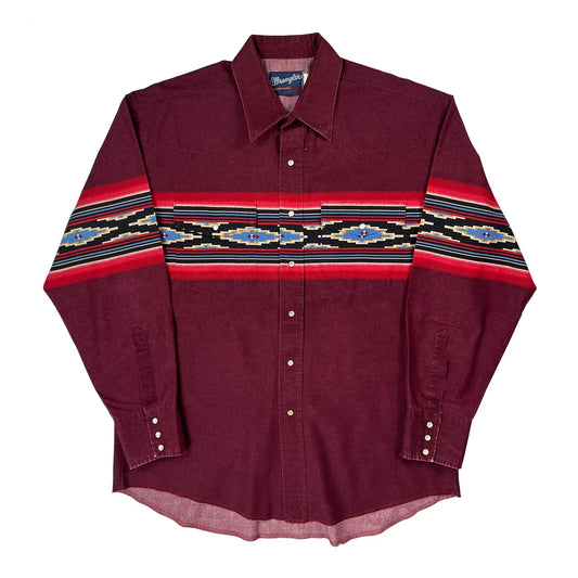 Vintage Wrangler Shirt - XL Burgundy Cotton