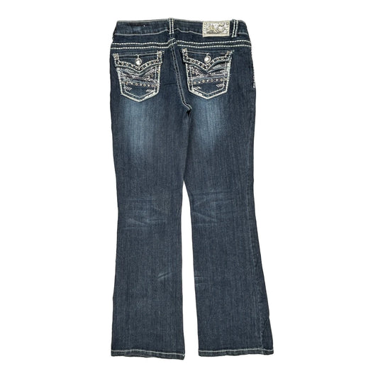 Miss Chic Boot Cut Jeans - 33W UK 12 Dark Wash Cotton Blend