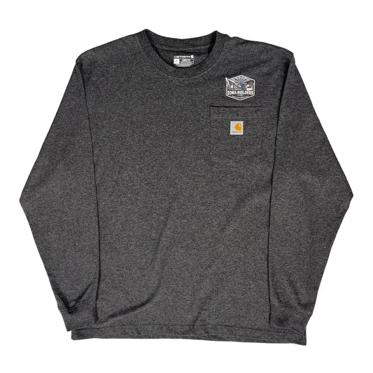 Vintage Zona Builders Llc Carhartt Graphic Long Sleeve T-Shirt - Large Grey Cotton