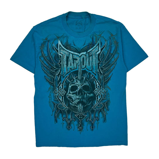 Tap Out Graphic T-Shirt - Large Blue Cotton