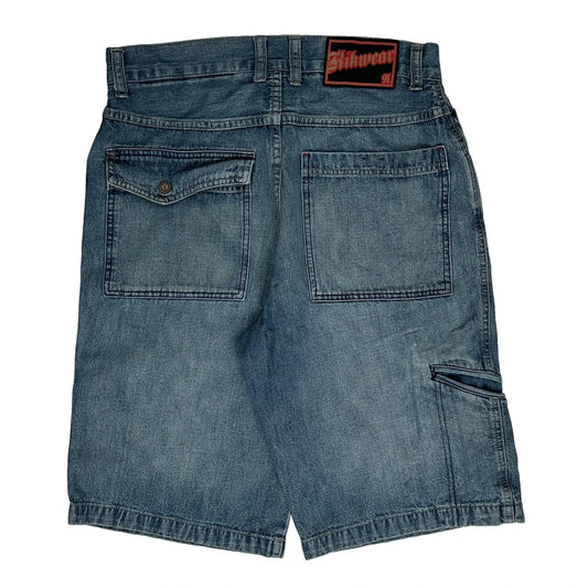 Kikwear Cargo Denim Shorts - 30W 12L Light Wash Denim