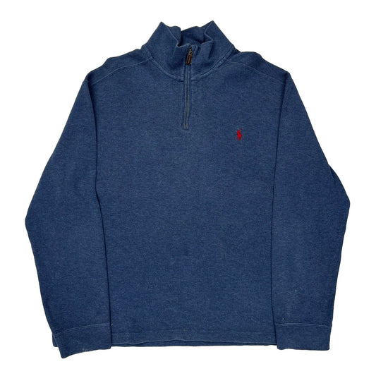 Polo By Ralph Lauren 1/4 Zip - Large Blue Cotton
