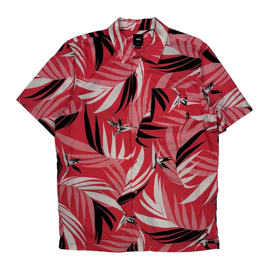 Vintage Vans Floral Hawaiian Shirt - Large Red Cotton