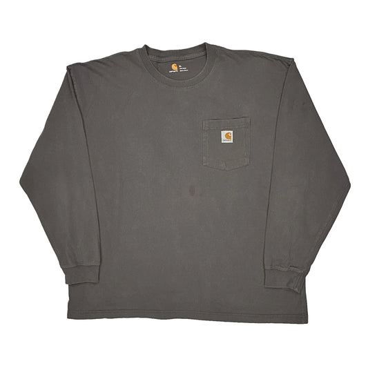 Carhartt Long Sleeve T-Shirt - XL Grey Cotton