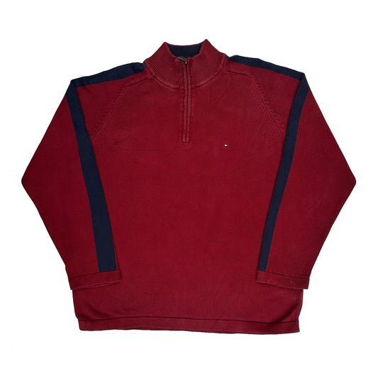 Vintage Tommy Hilfiger 1/4 Zip - XL Red Cotton