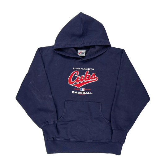 Chicago Cubs Majestic Mlb Hoodie - Large Navy Cotton Blend