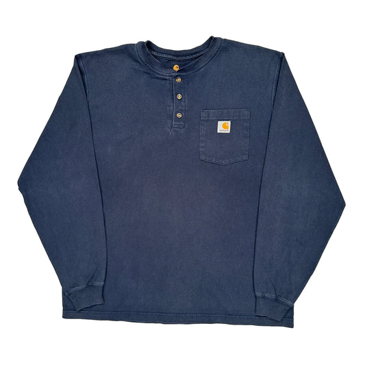 Carhartt Long Sleeve T-Shirt - Large Blue Cotton