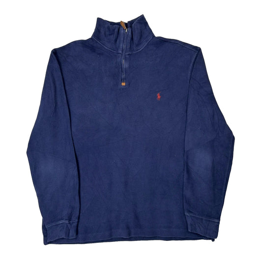 Vintage Polo By Ralph Lauren 1/4 Zip - Large Blue Cotton