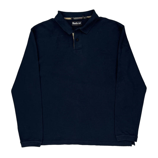 Barbour Long Sleeve Polo Shirt - 2XL Navy Cotton