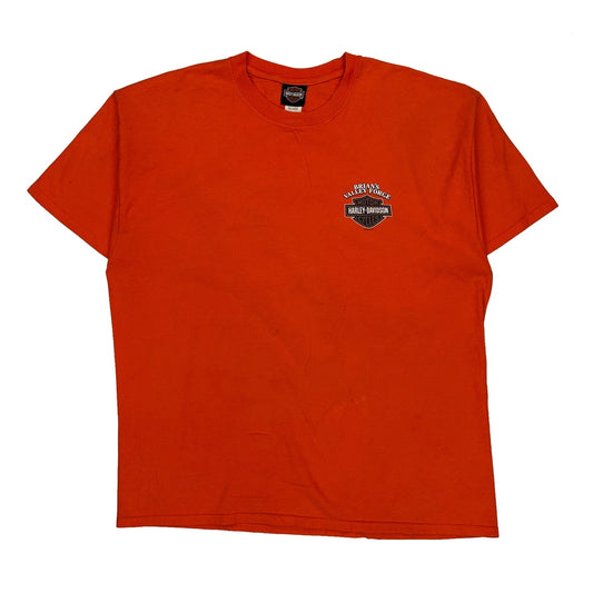 Brian'S Valley Forge Harley Davidson Graphic T-Shirt - 2XL Orange Cotton