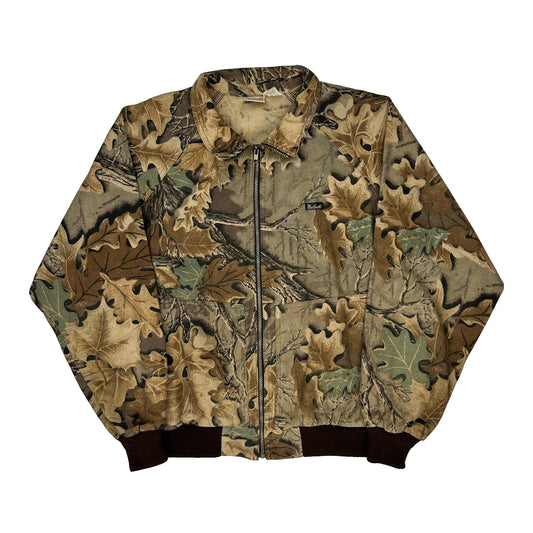 Woolrich Camo Bomber Jacket - Large Green Cotton