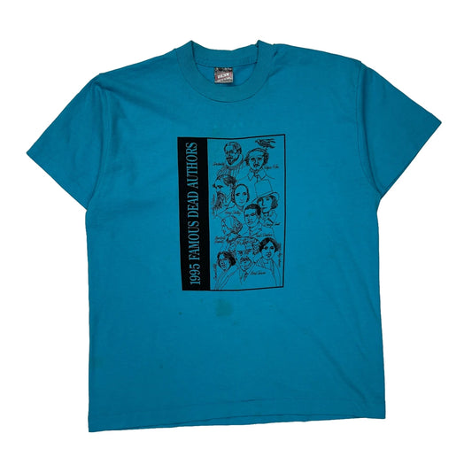 Famous Dead Authors Fruit Of The Loom Single Stitch T-Shirt - Large Blue Cotton Blend