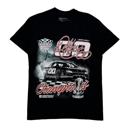 Champions Unbranded Graphic T-Shirt - Medium Black Cotton