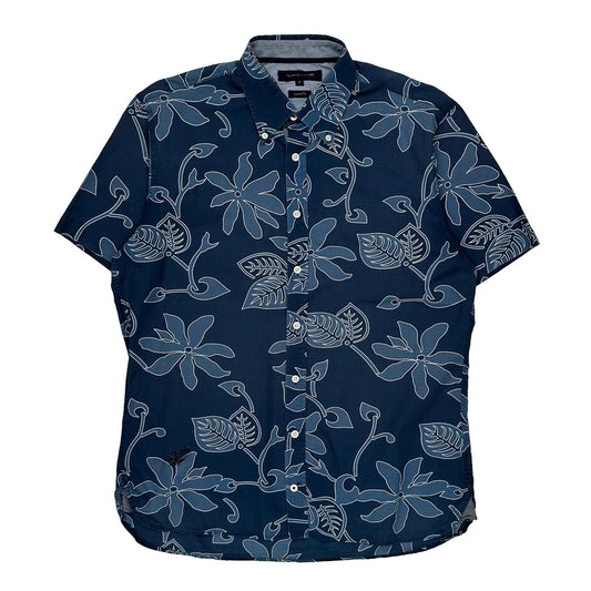 Vintage Tommy Hilfiger Floral Hawaiian Shirt - Medium Blue Cotton