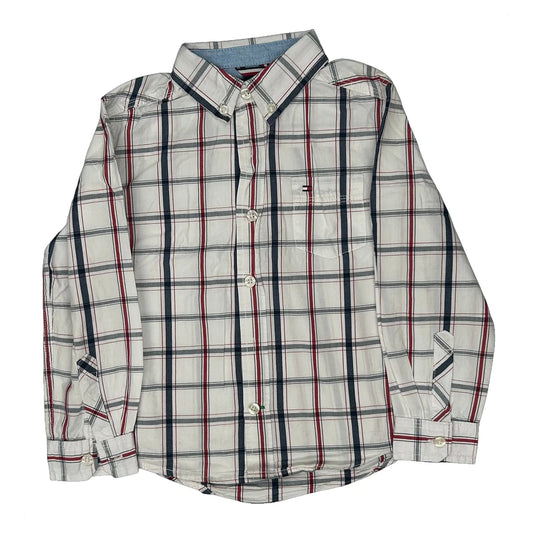 Age 5 Tommy Hilfiger Checked Shirt - Small White Cotton