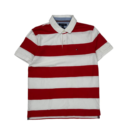 Tommy Hilfiger Striped Polo Shirt - XL Red Cotton