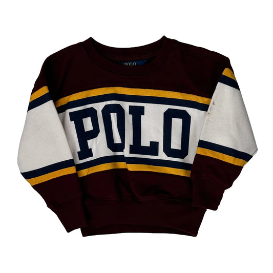 Age 2T Polo By Ralph Lauren Striped Sweatshirt - 3XS Burgundy Cotton