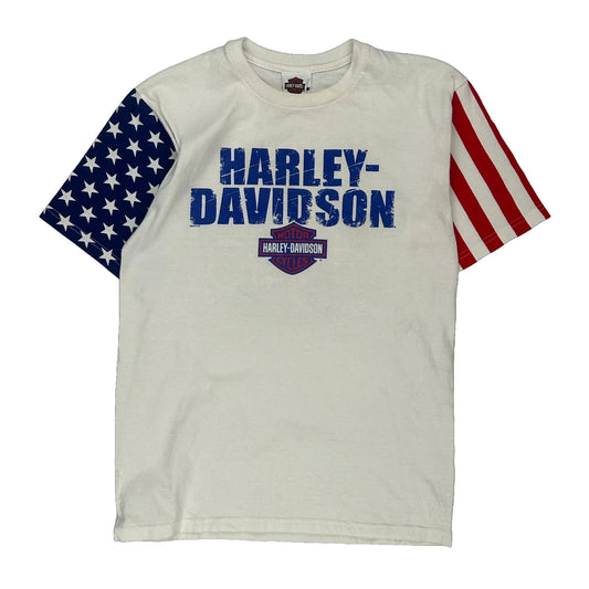 St. Augustine Harley Davidson Graphic T-Shirt - Medium Blue Cotton