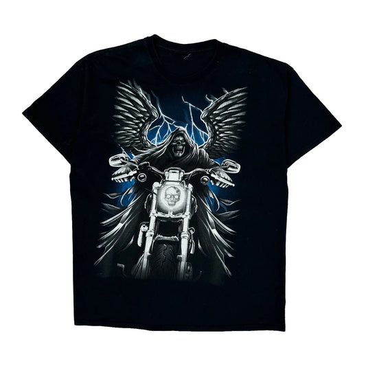 Liquid Blue Graphic T-Shirt - Large Black Cotton