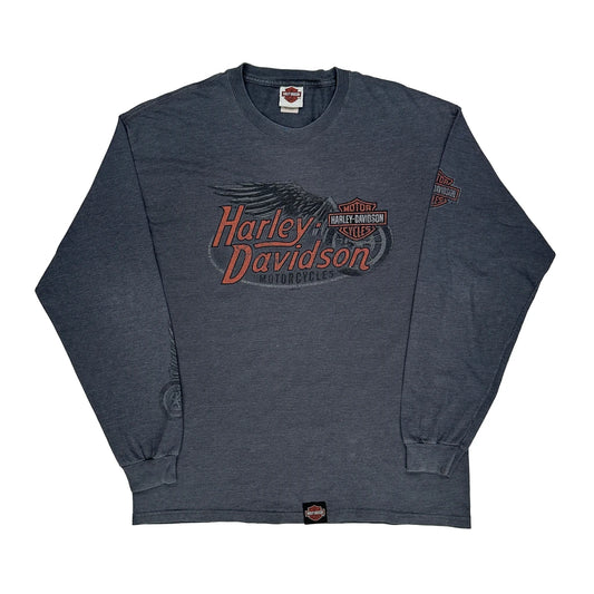 Neidengard'S Harley-Davidson Harley Davidson Graphic Long Sleeve T-Shirt - XL Grey Cotton