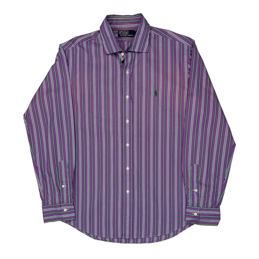 Polo By Ralph Lauren Striped Shirt - Large Purple Cotton