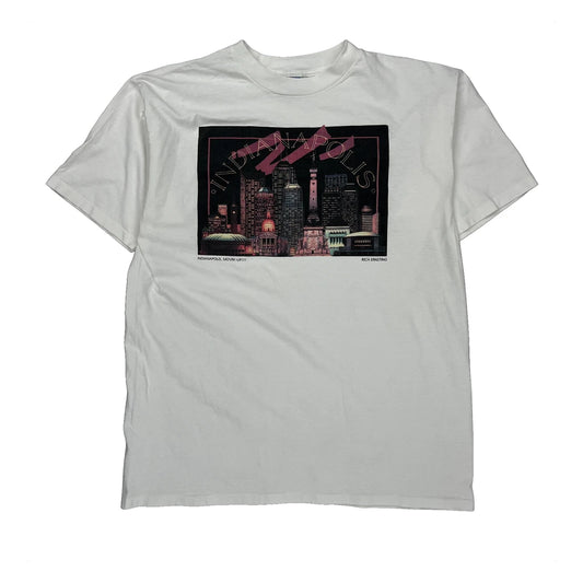 Indianapolis, Made In USA Allsport Graphic T-Shirt - XL White Cotton