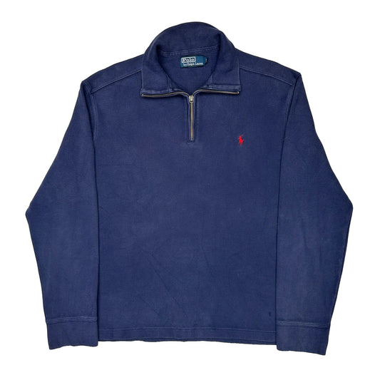 Polo By Ralph Lauren 1/4 Zip - Large Navy Cotton