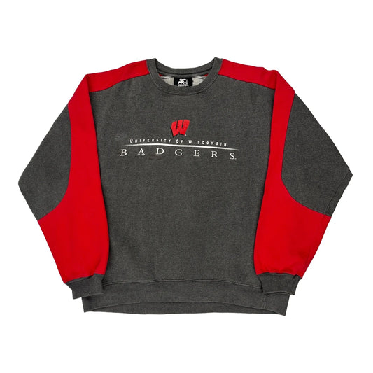University Of Wisconsin Badgers Starter Ncaa Sweatshirt - Large Grey Cotton