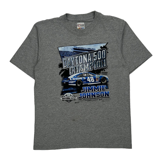 Daytona 500 Champion Chase Authentics Nascar T-Shirt - Large Grey Cotton Blend
