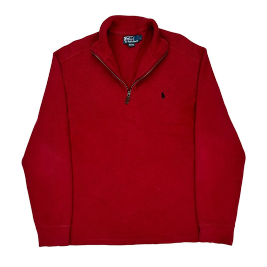 Polo By Ralph Lauren 1/4 Zip - Large Red Cotton