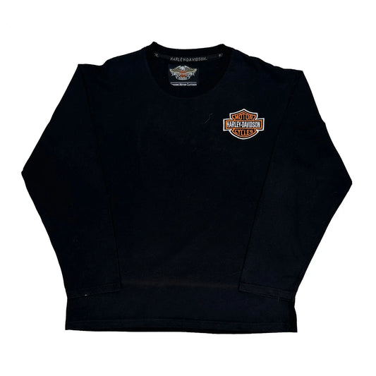 Harley Davidson Graphic Long Sleeve T-Shirt - XL Black Cotton