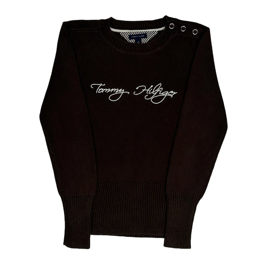 Signature Logo Tommy Hilfiger Jumper - Small Brown Cotton