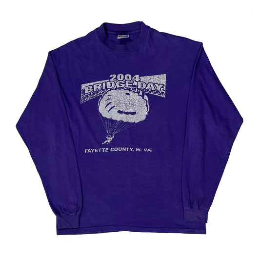Bridge Day 2004, Fayette County Wv Hanes Graphic Long Sleeve T-Shirt - Large Purple Cotton