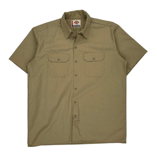 Dickies Short Sleeve Shirt - XL Beige Polyester Blend