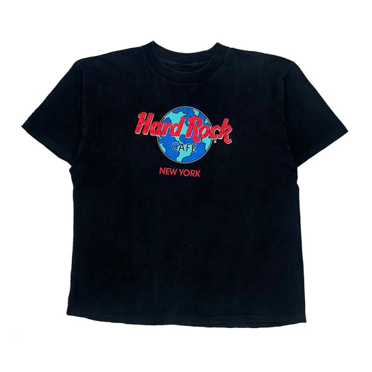 New York Hard Rock Cafe Single Stitch T-Shirt - Medium Black Cotton