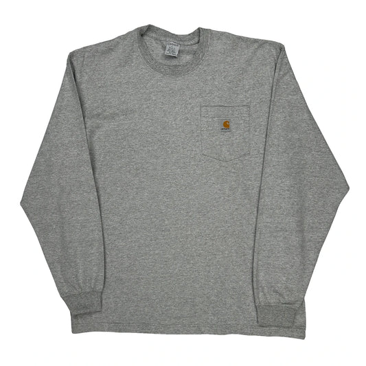 Carhartt Tall Long Sleeve T-Shirt - Large Grey Cotton Blend
