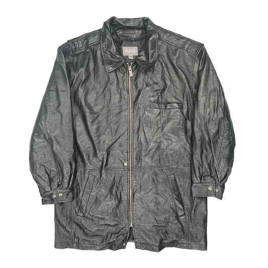 Vintage Unbranded Leather Jacket - Large Black Leather