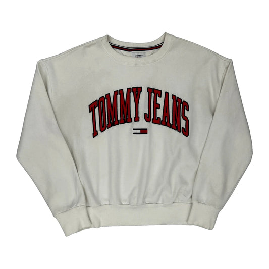 Tommy Jeans Spellout Sweatshirt - Medium White Cotton