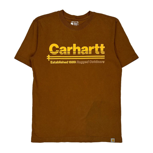 Carhartt Graphic T-Shirt - Small Brown Cotton