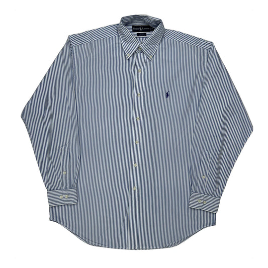 Vintage Blake Shirt Ralph Lauren Striped Shirt - Medium Blue Cotton