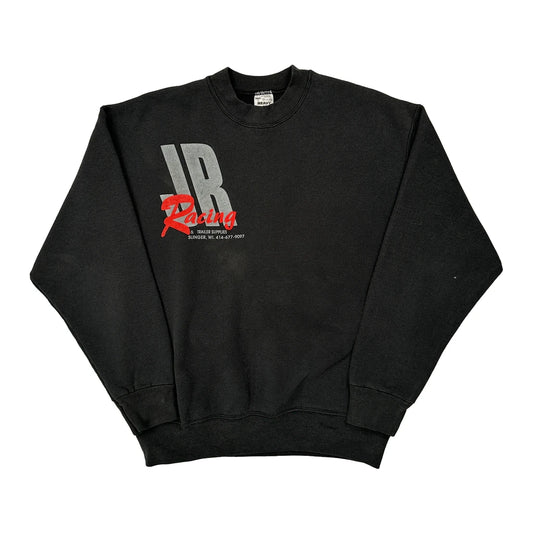 Vintage Racing Fruit Of The Loom Graphic Sweatshirt - Large Black Cotton Blend