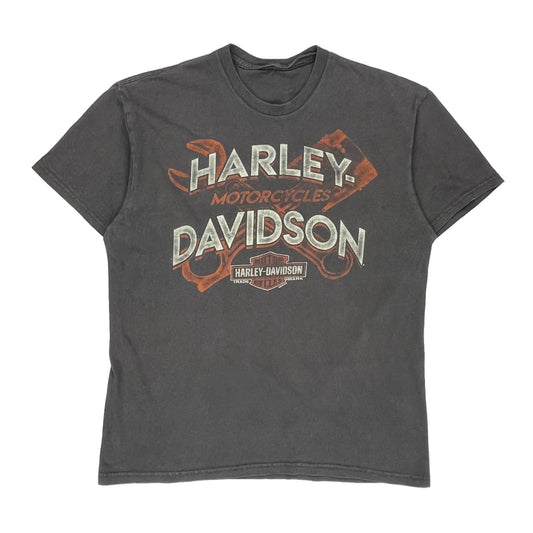 Iron Town Harley Davidson Graphic T-Shirt - Medium Grey Cotton