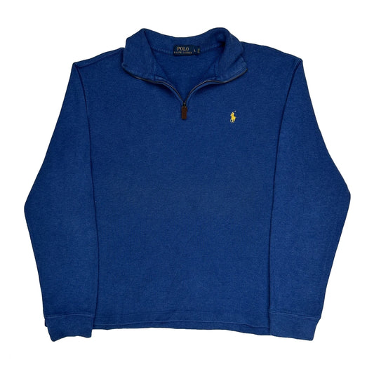Polo By Ralph Lauren 1/4 Zip - Large Blue Cotton