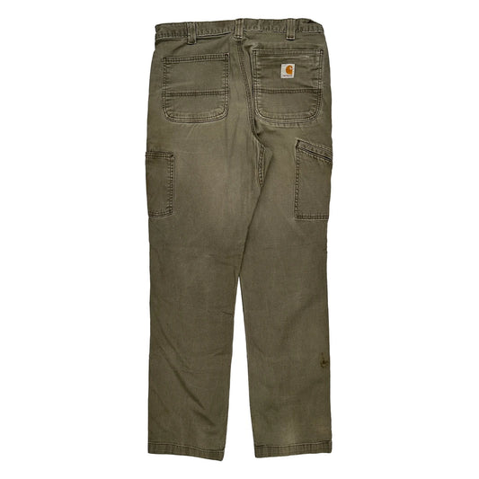 Relaxed Fit Carhartt Double Knee Carpenter Trousers - 32W 28L Grey Cotton