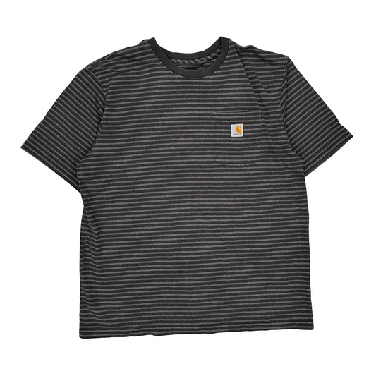 Carhartt Striped T-Shirt - XL Grey Cotton