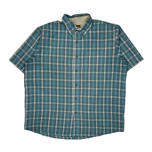 Lee Checked Short Sleeve Shirt - XL Blue Cotton Blend