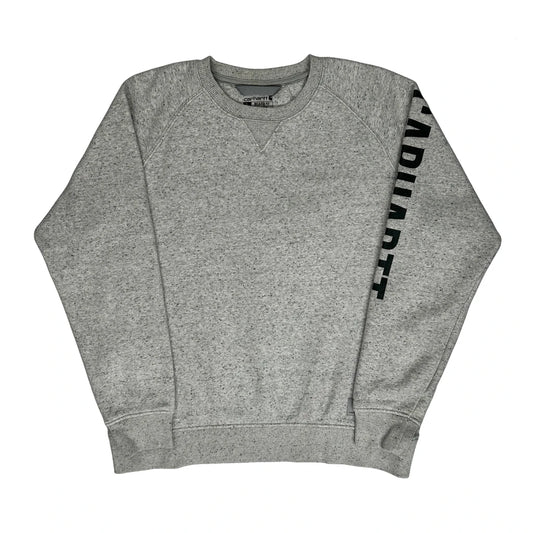 Vintage Carhartt Spellout Sweatshirt - Large Grey Cotton Blend