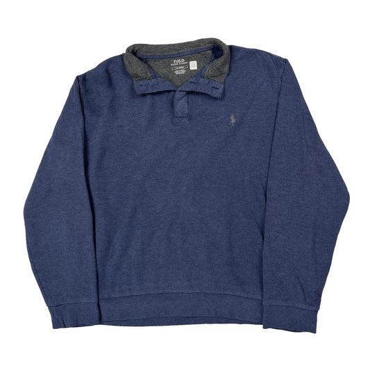 Polo By Ralph Lauren 1/4 Zip - Large Blue Cotton